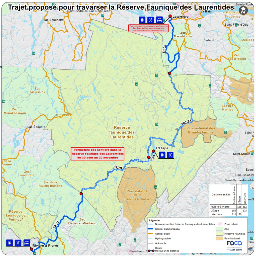 ACCÈS AU SENTIERRÉSERVE DES LAURENTIDES FQCQ